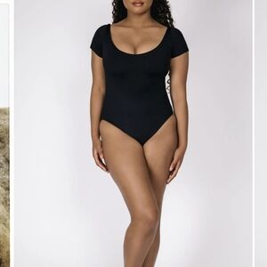 SKOTA SWIM Essentials Black Cap Sleeve One-Piece Swim Suit, Size XL, New!